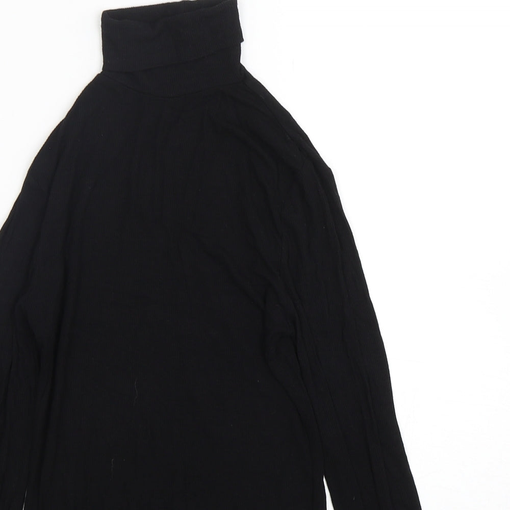 Papaya Womens Black  Viscose Basic T-Shirt Size 8 Roll Neck