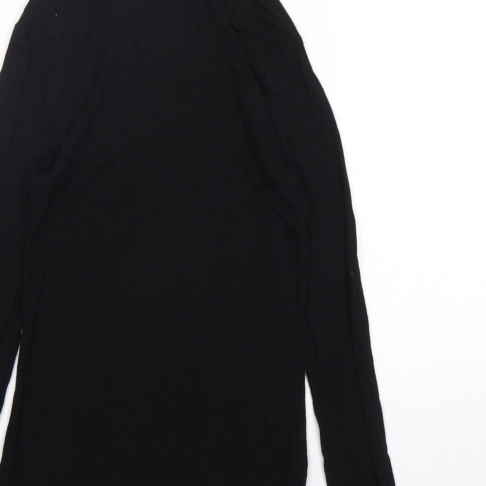 Papaya Womens Black  Viscose Basic T-Shirt Size 8 Roll Neck