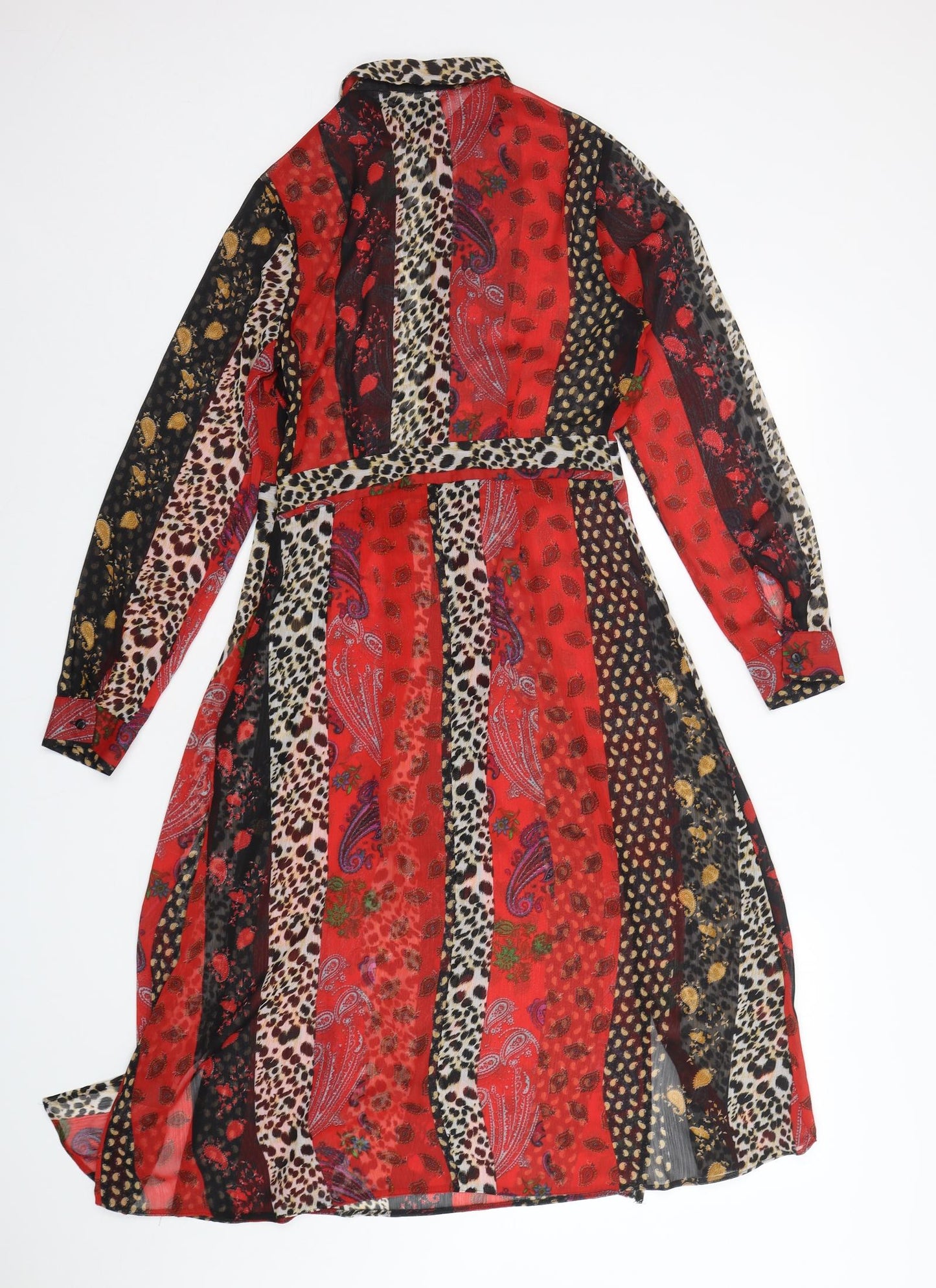 Papaya Womens Multicoloured Paisley Polyester A-Line  Size 10  Collared