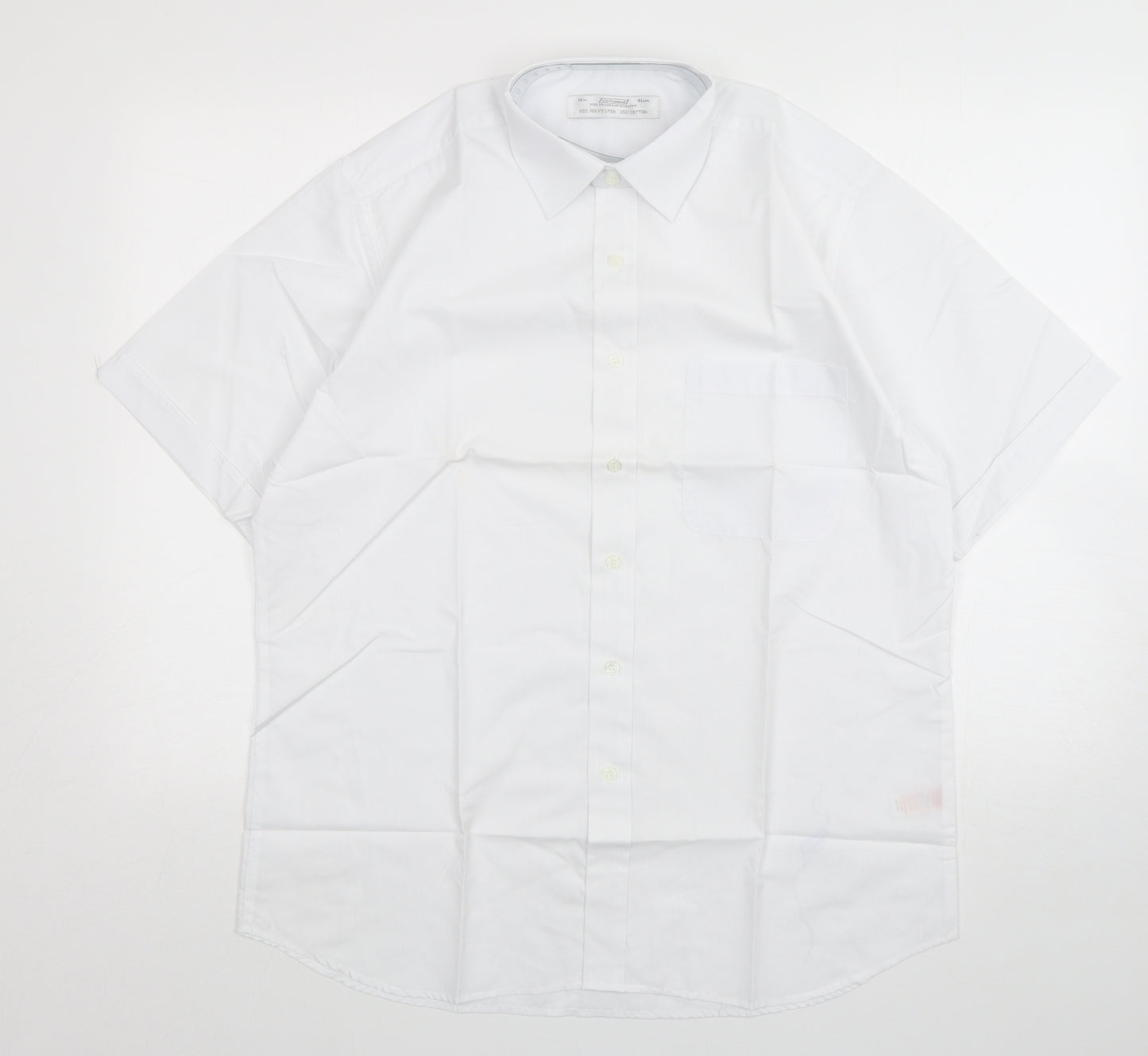 StBernard Mens White  Polyester  Dress Shirt Size 16 Collared