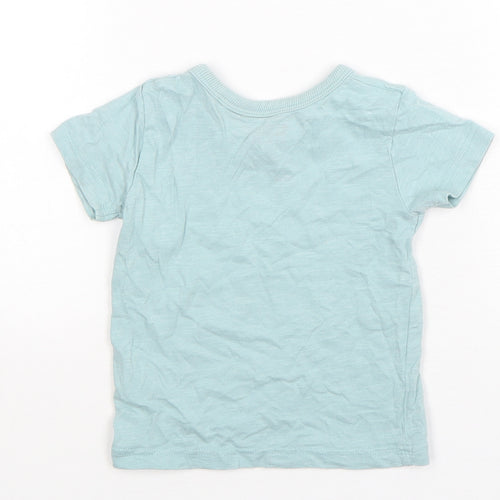 NEXT Boys Green  Cotton Basic T-Shirt Size 6-9 Months Round Neck