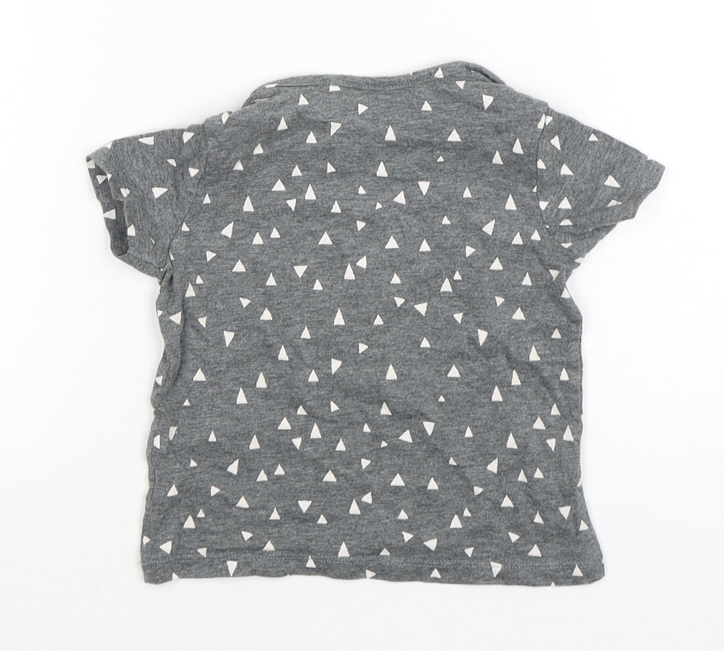 NEXT Baby Grey Geometric Cotton Basic T-Shirt Size 6-9 Months Round Neck