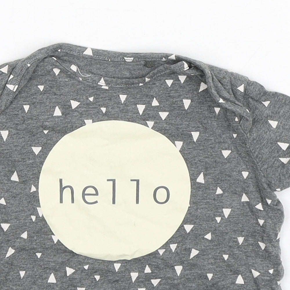 NEXT Baby Grey Geometric Cotton Basic T-Shirt Size 6-9 Months Round Neck