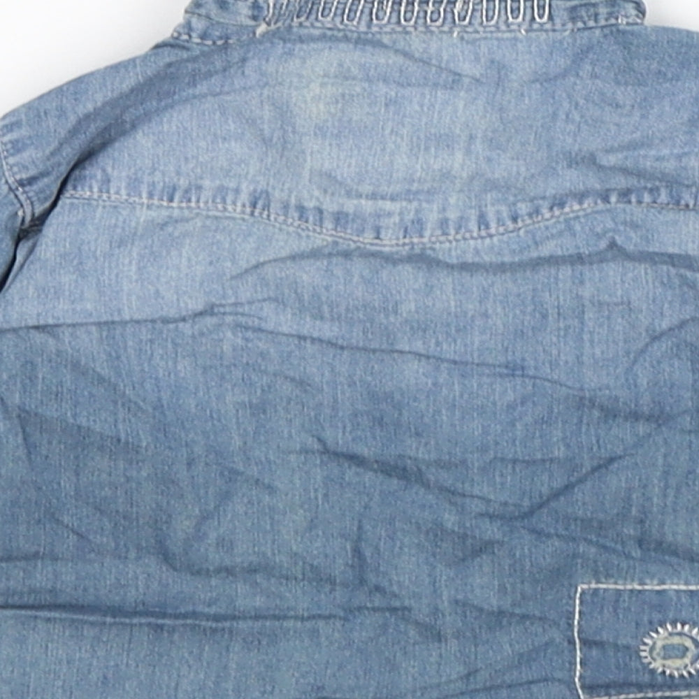 mamas & papas Boys Blue  Cotton Basic Button-Up Size 0-3 Months Collared