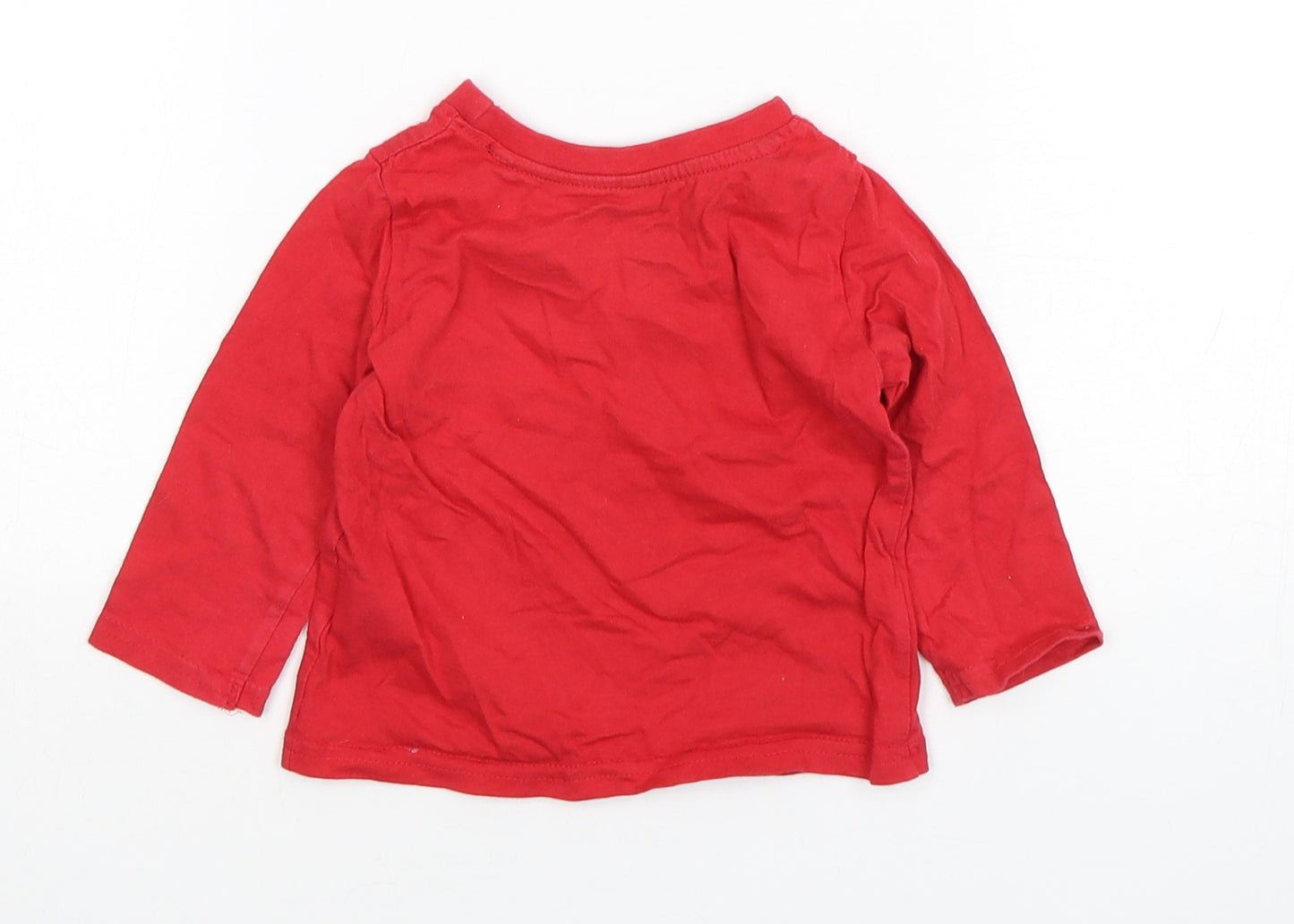 Rebel  Boys Red  Cotton Basic T-Shirt Size 9-12 Months Round Neck