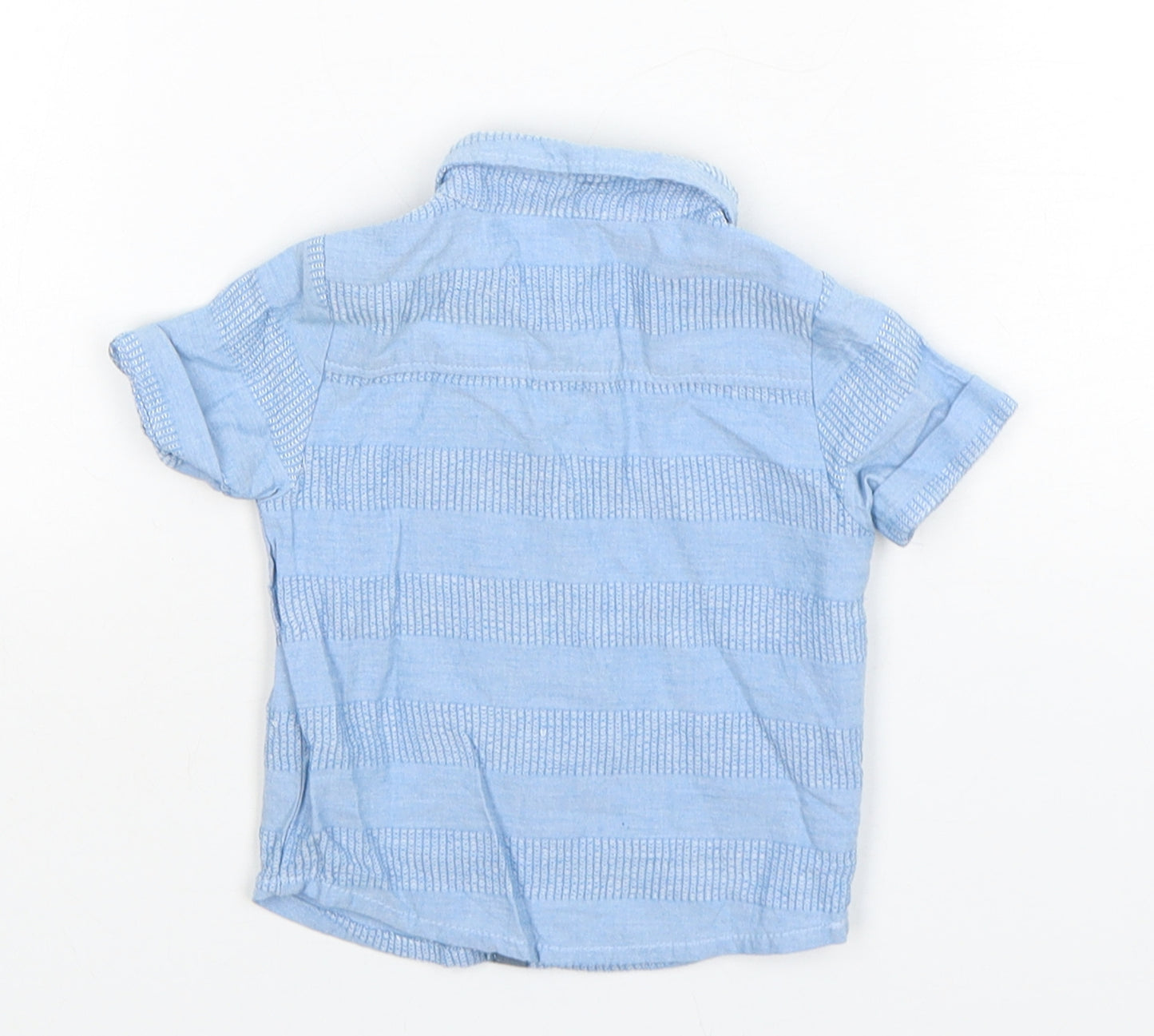 F&F Boys Blue  Cotton Basic Button-Up Size 0-3 Months Collared
