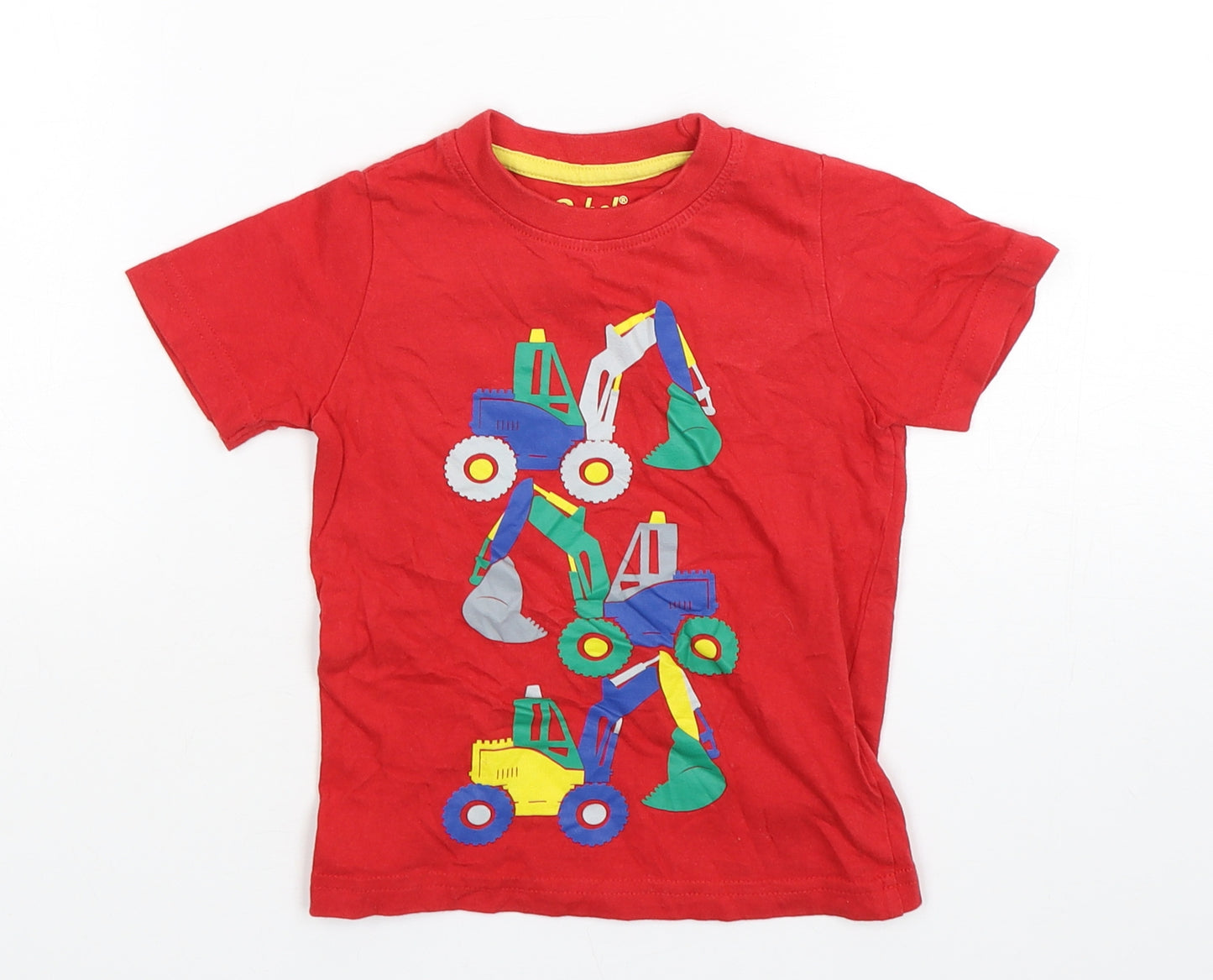 Rebel Boys Red  Cotton Basic T-Shirt Size 18-24 Months Round Neck