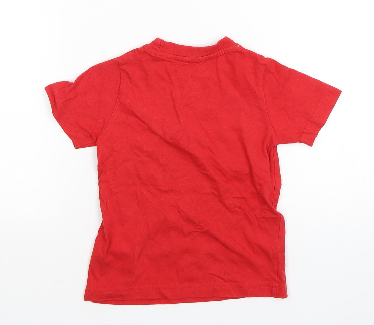Rebel Boys Red  Cotton Basic T-Shirt Size 18-24 Months Round Neck