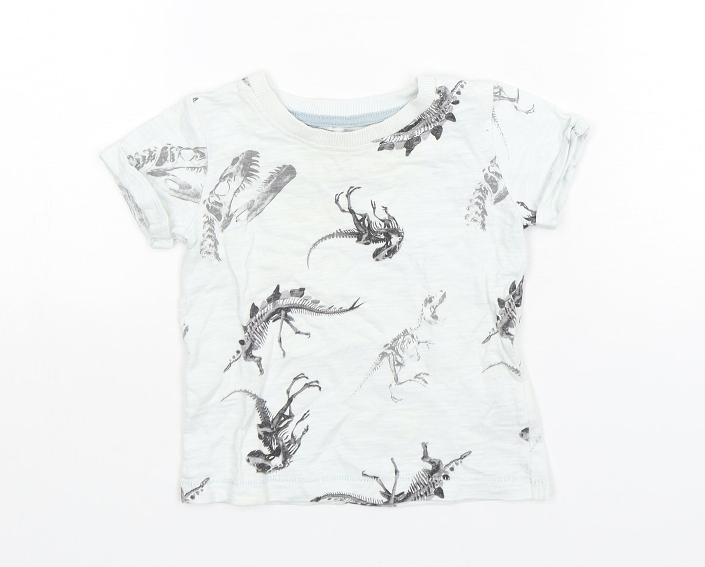 NEXT Boys Multicoloured Geometric Cotton Basic T-Shirt Size 6-9 Months Round Neck Pullover - Dinosaur Print