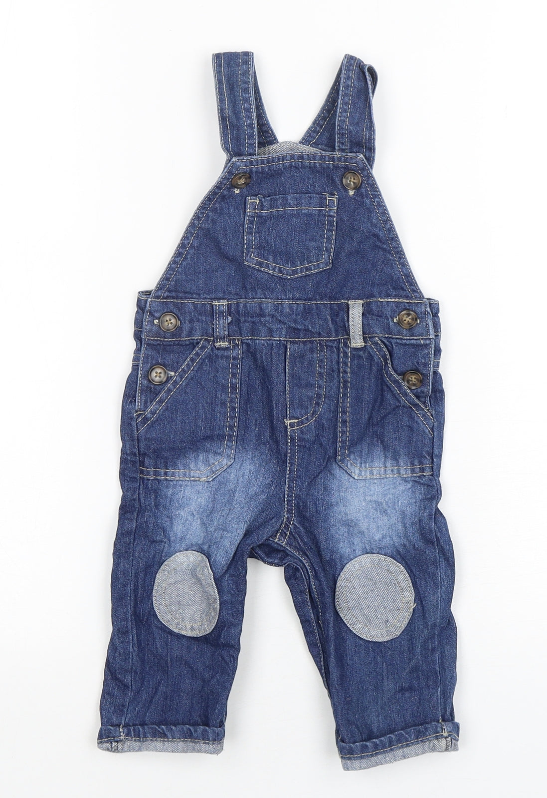 Earlydays Boys Blue  Cotton Dungaree One-Piece Size 6-9 Months