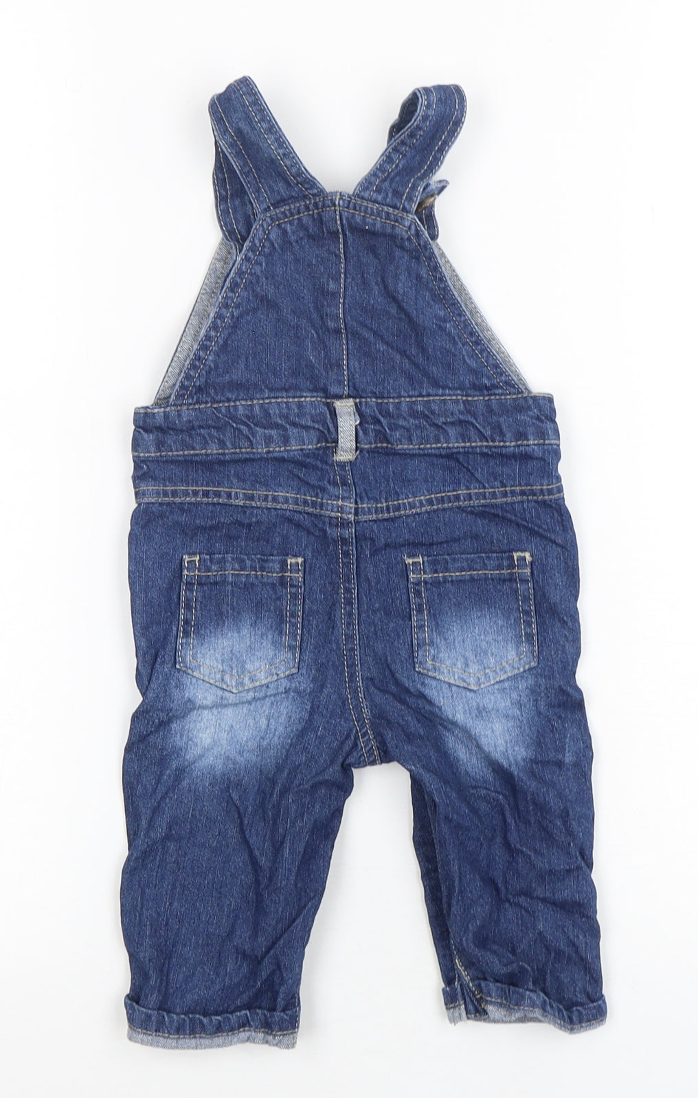 Earlydays Boys Blue  Cotton Dungaree One-Piece Size 6-9 Months