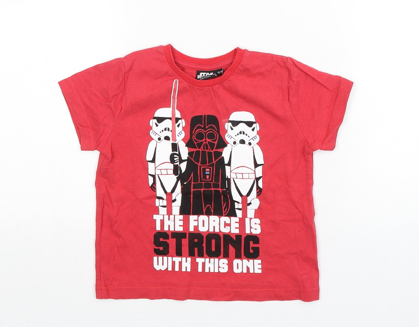 Rebel Boys Red  Cotton Basic T-Shirt Size 18-24 Months Round Neck Pullover - Star Wars