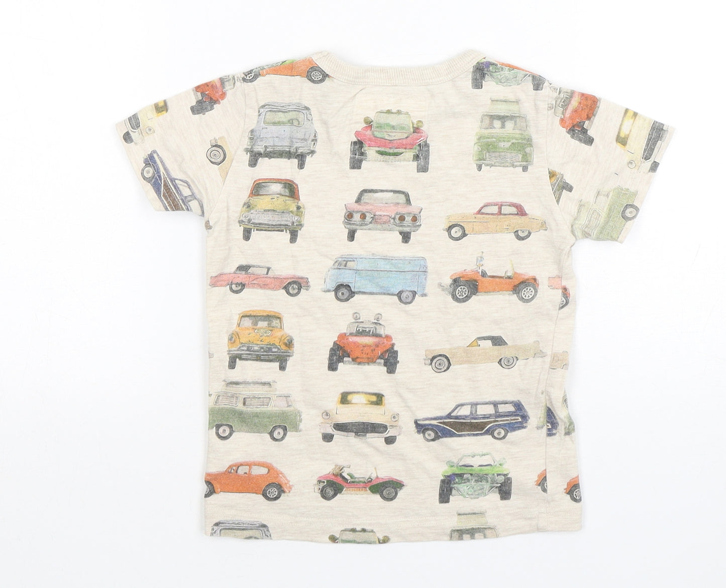 NEXT Boys Multicoloured Geometric Cotton Basic T-Shirt Size 18-24 Months Round Neck Pullover - Car Print