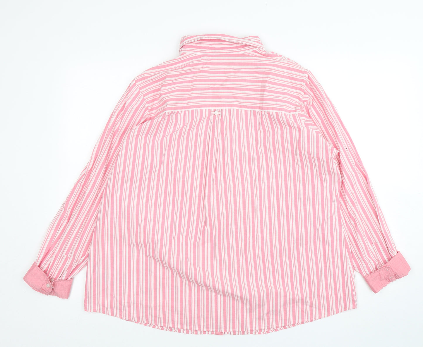 Dunnes Stores Womens Pink Striped Cotton Basic Button-Up Size 20 Collared