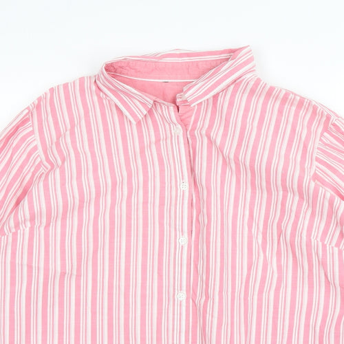Dunnes Stores Womens Pink Striped Cotton Basic Button-Up Size 20 Collared