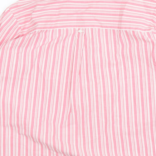 Dunnes Stores Womens Pink Striped Cotton Basic Button-Up Size 20 Collared