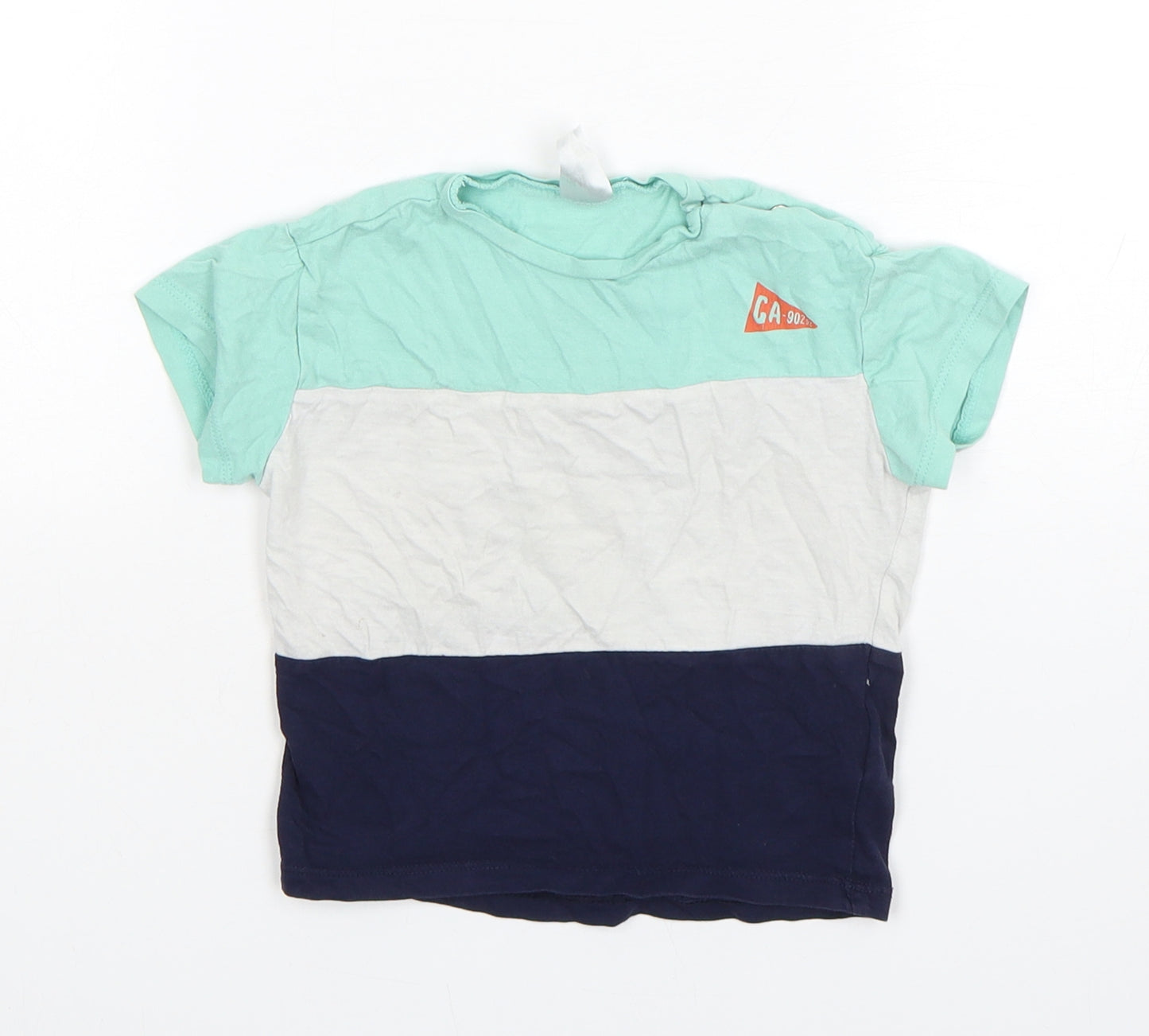 H&M Boys Multicoloured Colourblock Cotton Basic T-Shirt Size 12-18 Months Round Neck Pullover