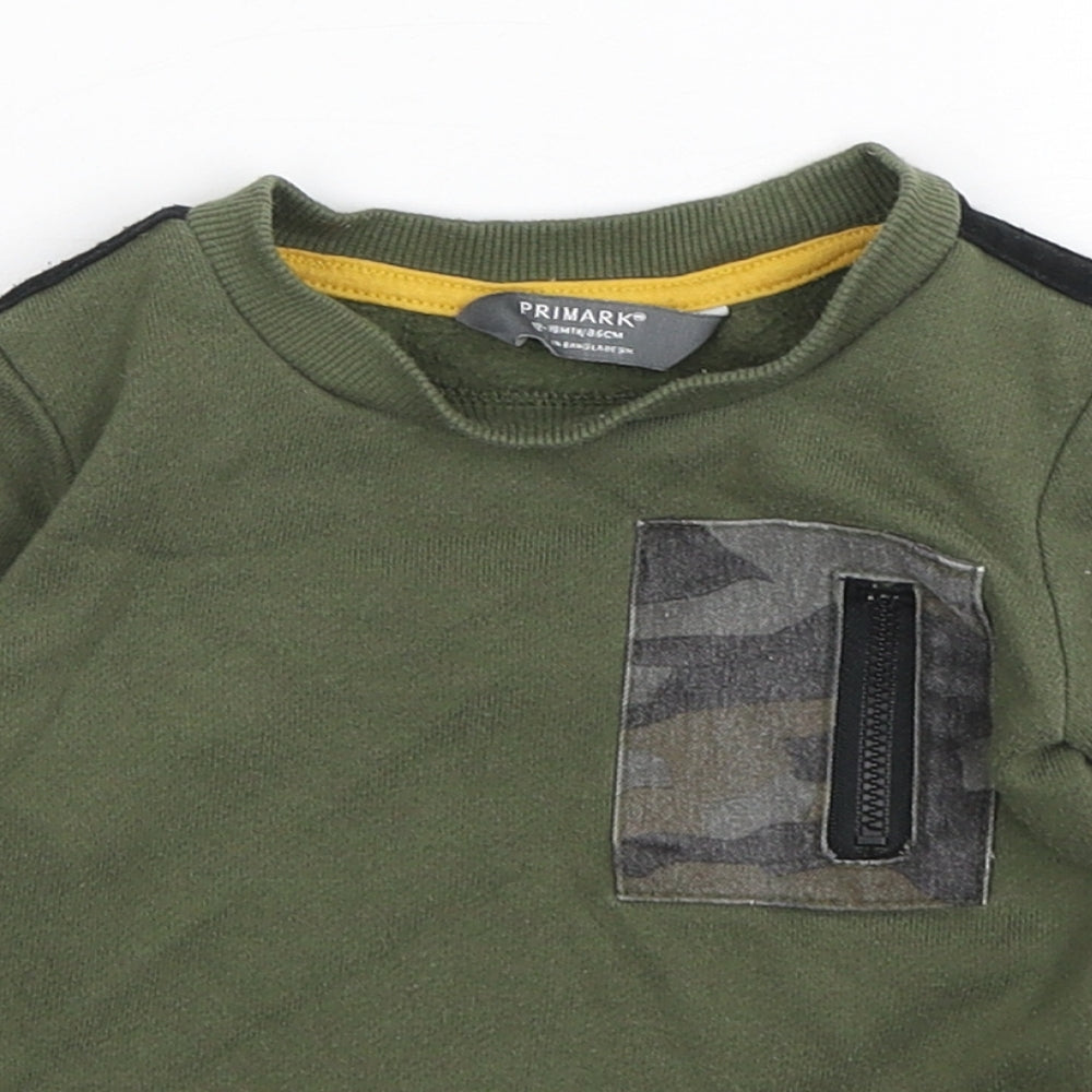 Primark Boys Green  Polyester Pullover Jumper Size 12-18 Months