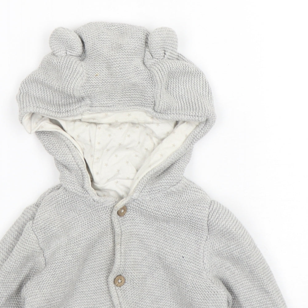 TU Boys Grey  Cotton Cardigan Jumper Size 9-12 Months