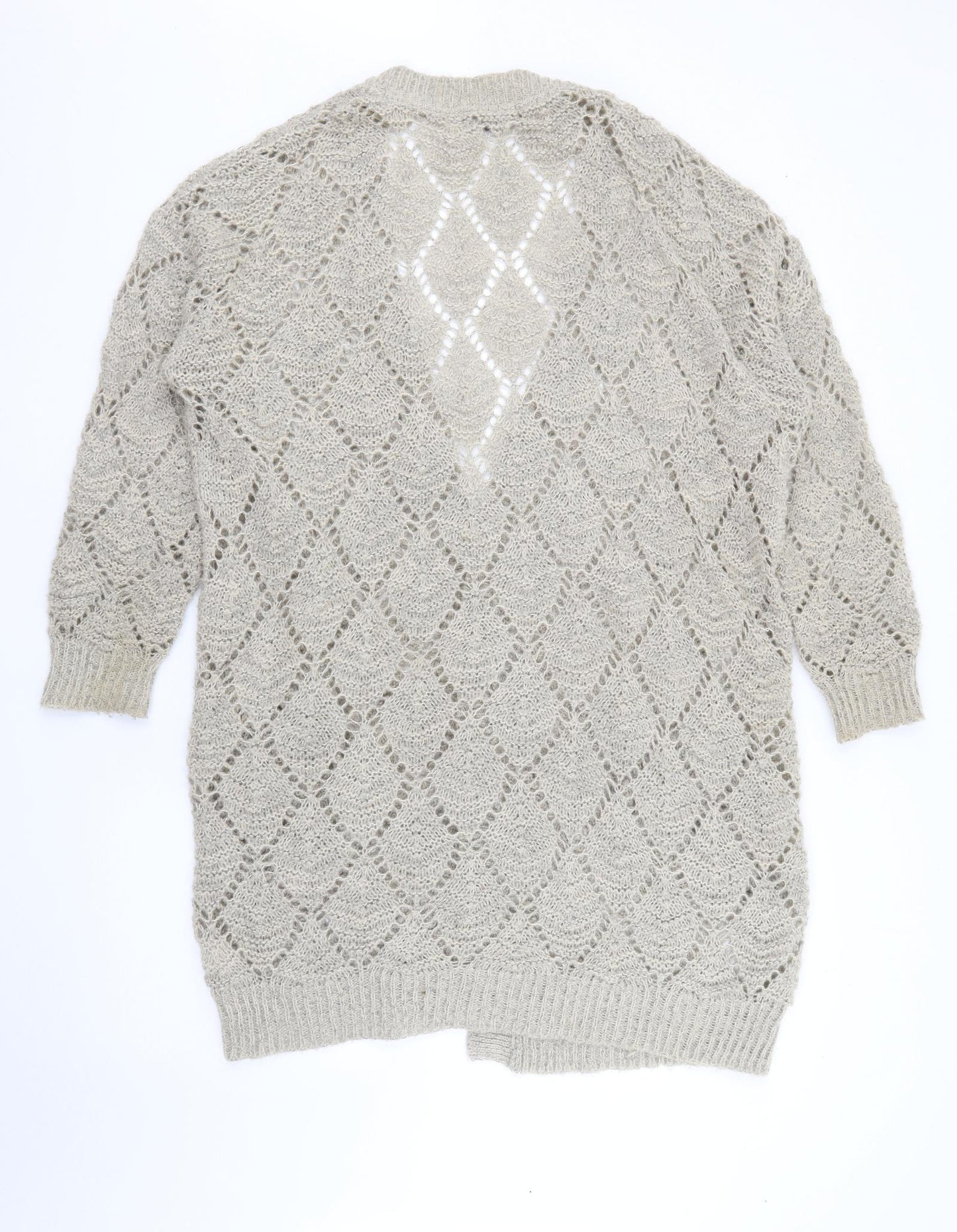 Primark Womens Beige V-Neck  Acrylic Cardigan Jumper Size L