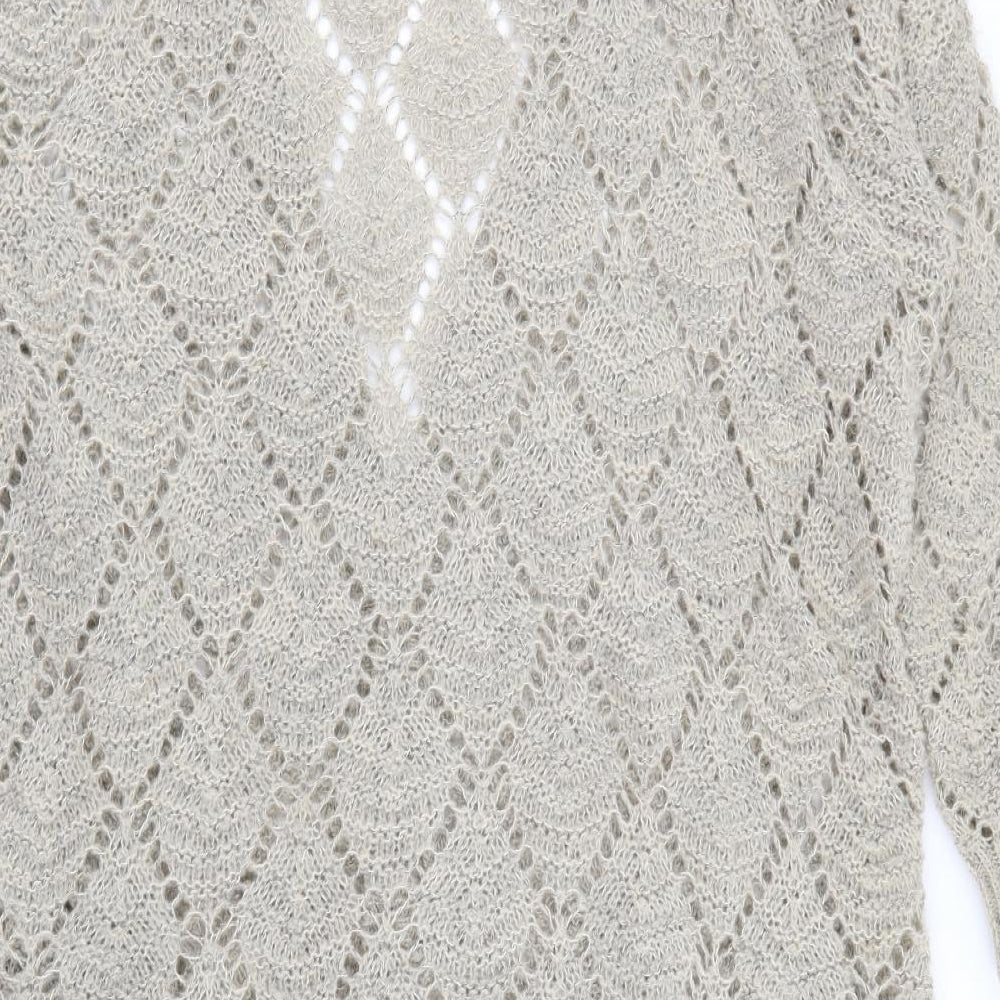 Primark Womens Beige V-Neck  Acrylic Cardigan Jumper Size L