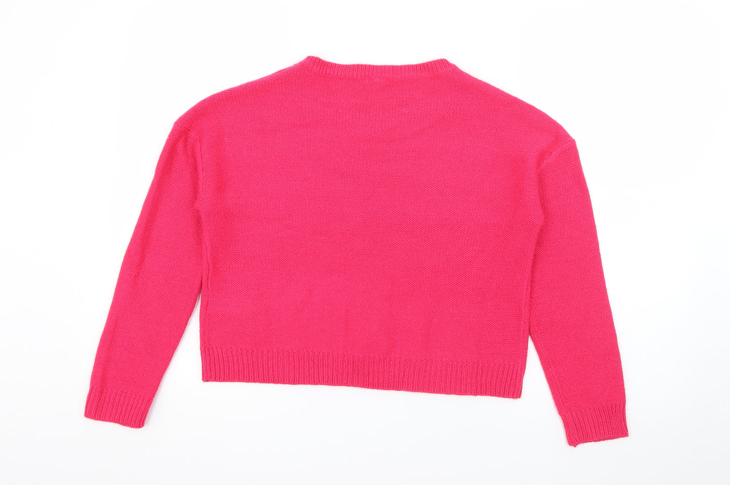 H&M Womens Pink Crew Neck  Acrylic Pullover Jumper Size 6