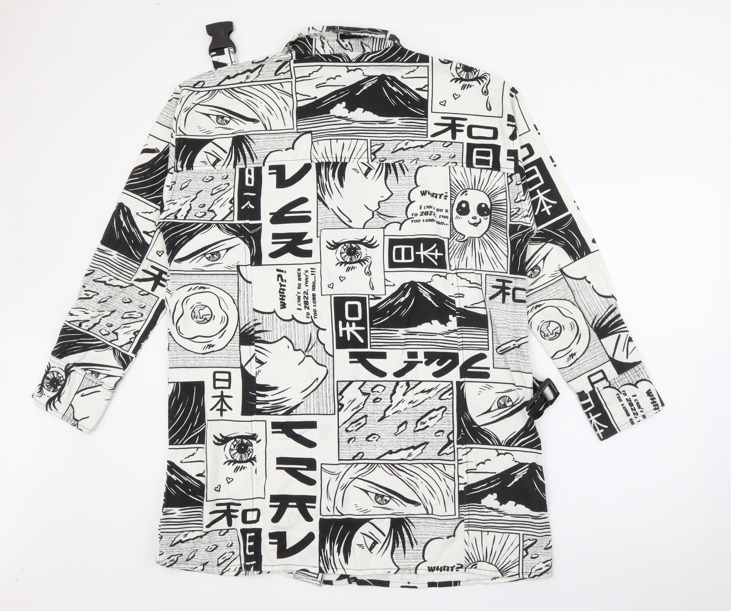 COLLUSION Womens White Geometric  Jacket  Size 12  Snap