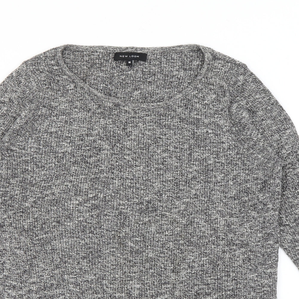 New Look Womens Grey Crew Neck  Cotton Pullover Jumper Size 10