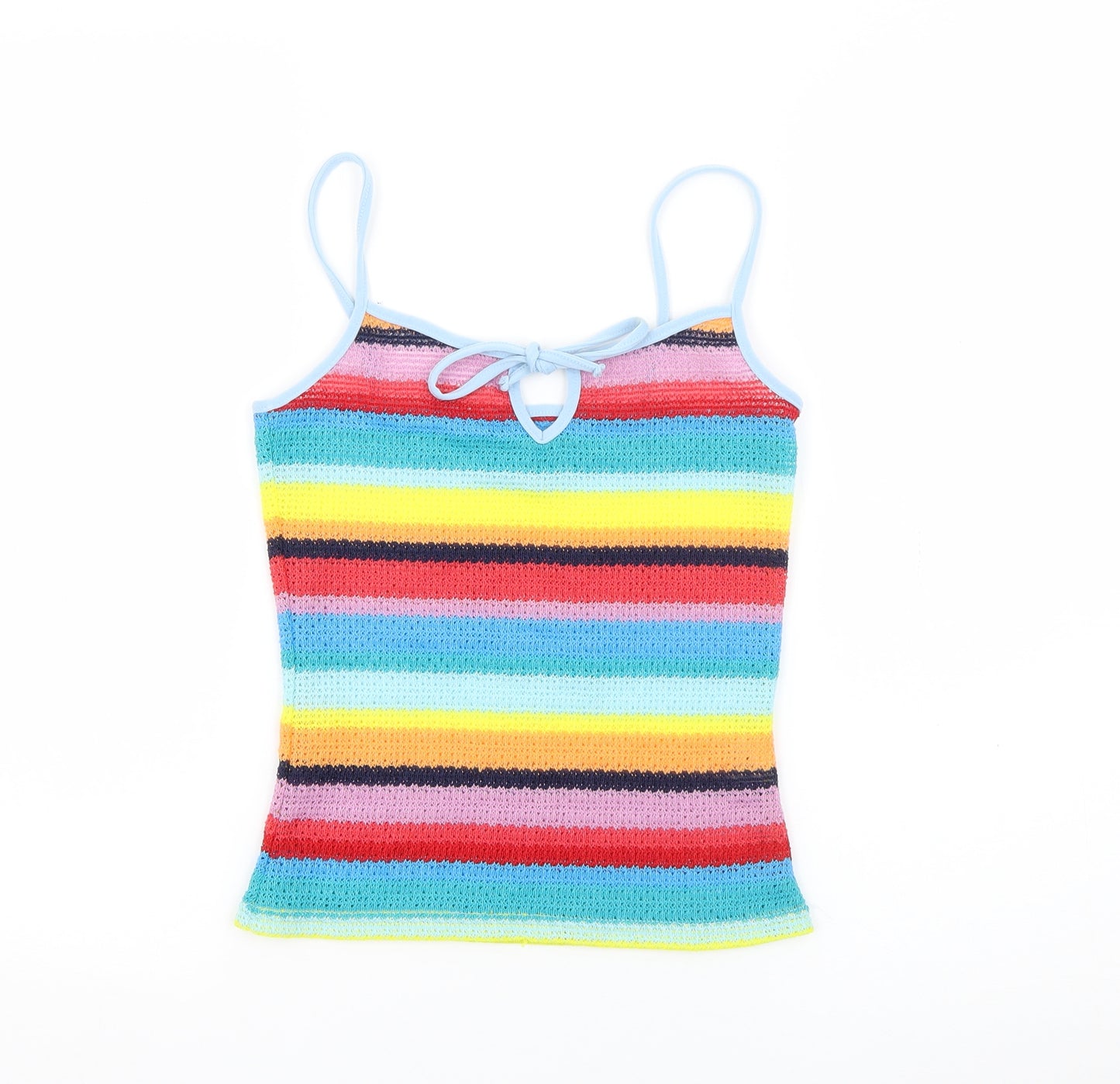 Preworn Womens Multicoloured Striped Polyester Camisole Tank Size S Square Neck