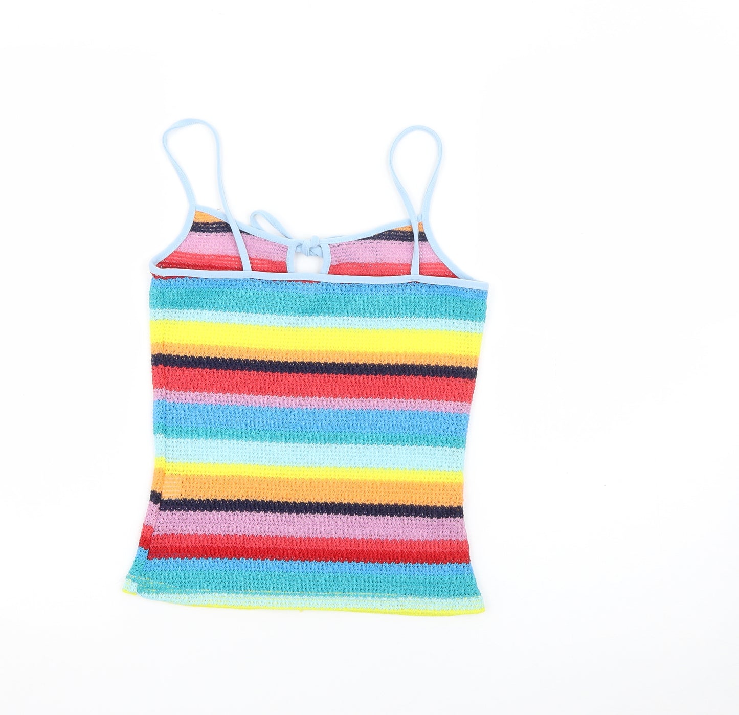 Preworn Womens Multicoloured Striped Polyester Camisole Tank Size S Square Neck