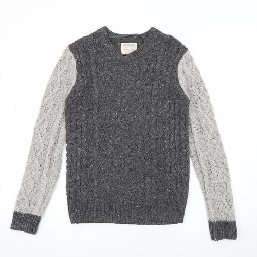 Burton Mens Grey Crew Neck  Acrylic Pullover Jumper Size XS