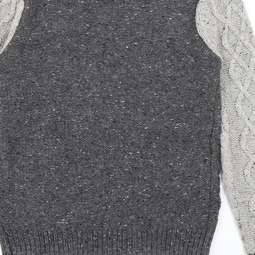 Burton Mens Grey Crew Neck  Acrylic Pullover Jumper Size XS