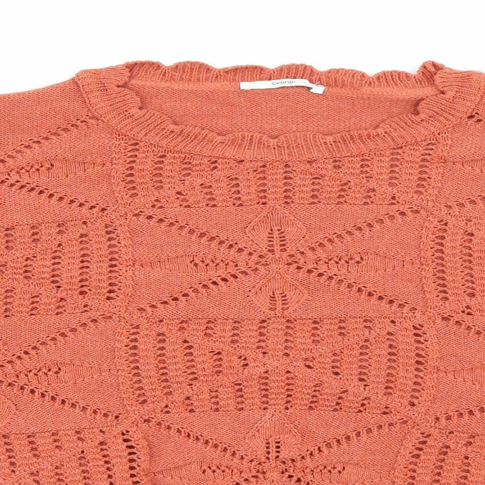 George Womens Orange Crew Neck  Cotton Pullover Jumper Size 20