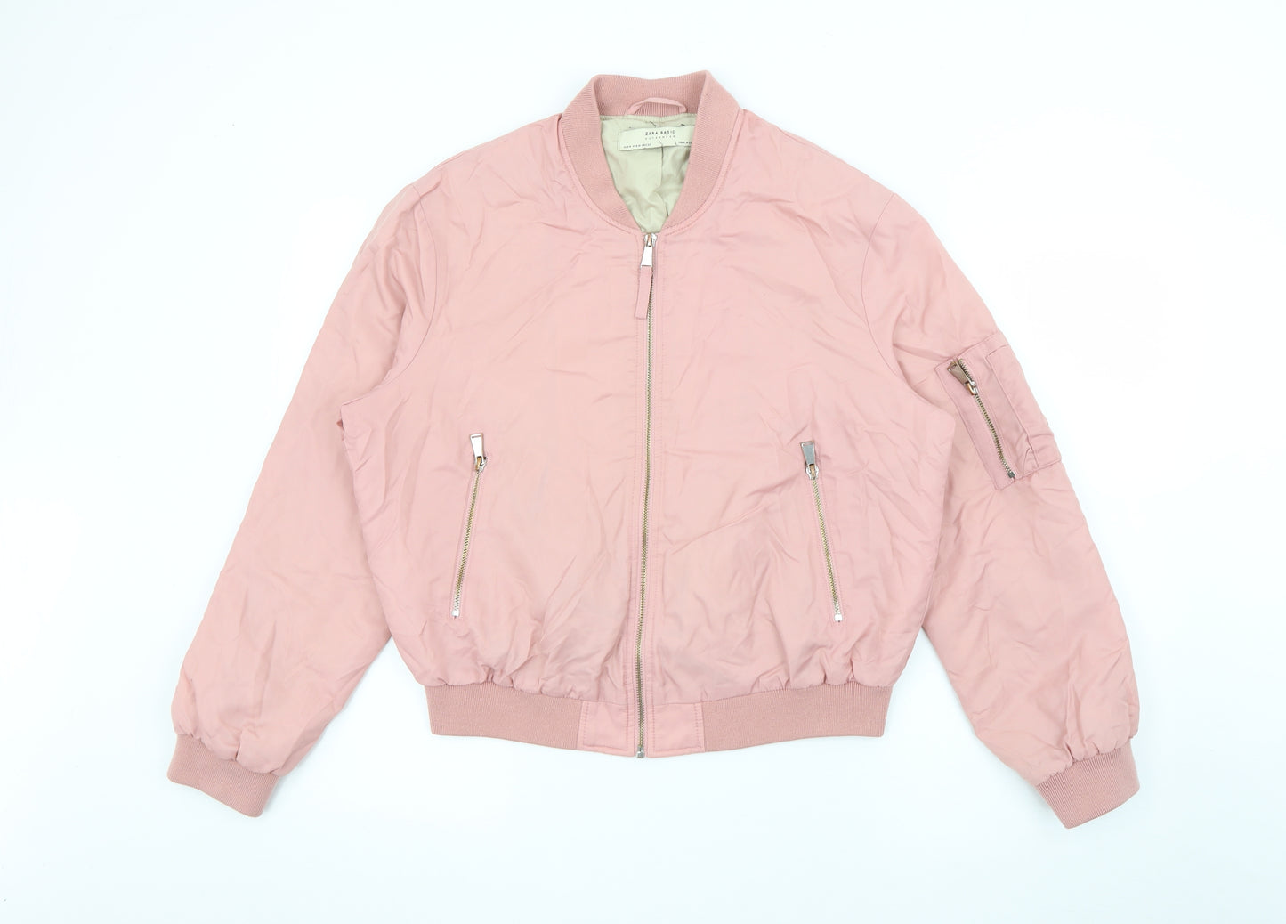 Zara Womens Pink   Bomber Jacket Coat Size M  Zip