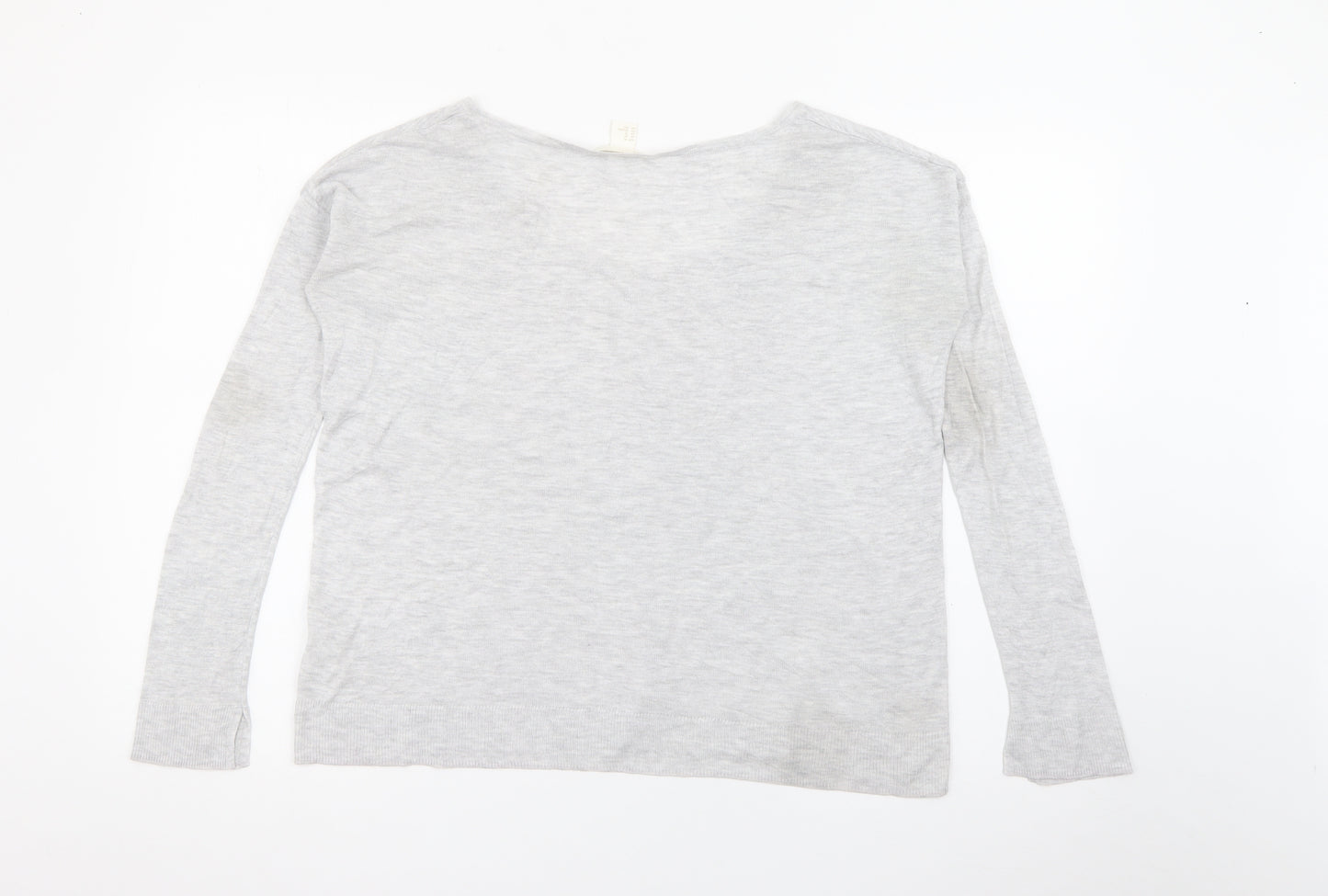 H&M Womens Grey Scoop Neck  Viscose Pullover Jumper Size XS