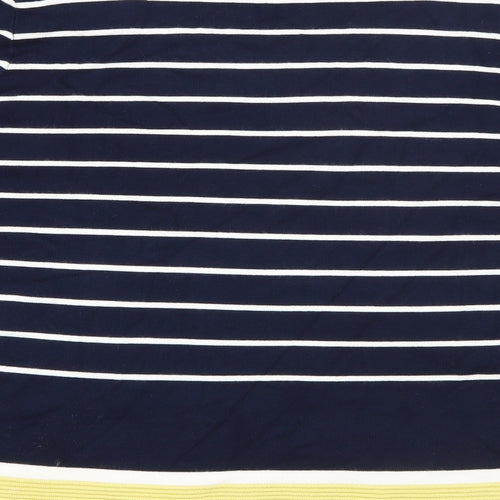 Bonmarché Womens Blue Square Neck Striped Viscose Pullover Jumper Size 12