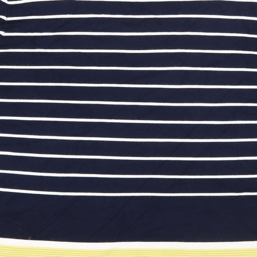 Bonmarché Womens Blue Square Neck Striped Viscose Pullover Jumper Size 12