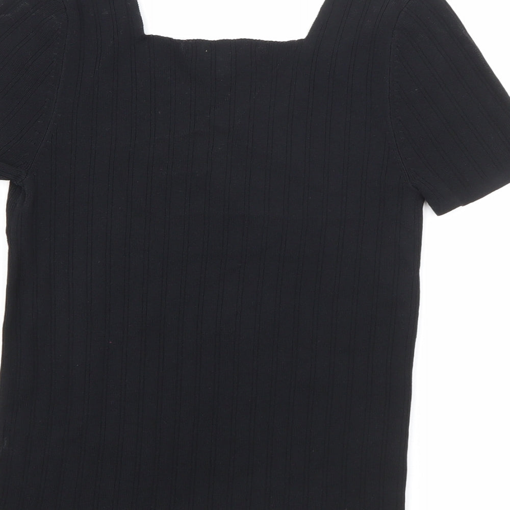 NEXT Womens Black Square Neck  Viscose Pullover Jumper Size 8