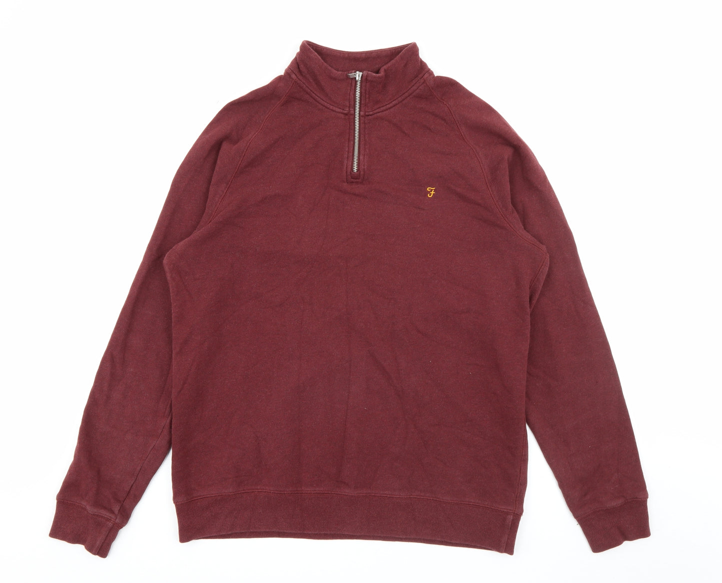 Farah Mens Red High Neck  Cotton Pullover Jumper Size XL