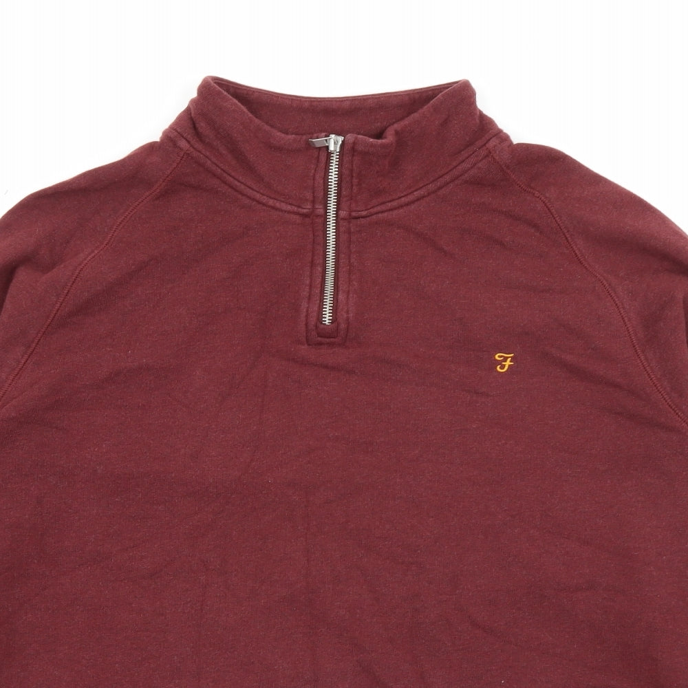 Farah Mens Red High Neck  Cotton Pullover Jumper Size XL