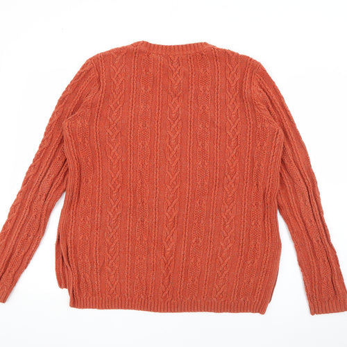 Fat Face Womens Orange Crew Neck  Cotton Pullover Jumper Size 14