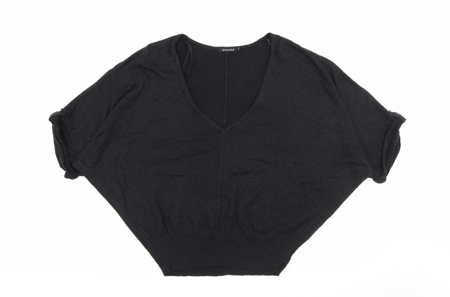 Primark Womens Black V-Neck  Cotton Pullover Jumper Size 14