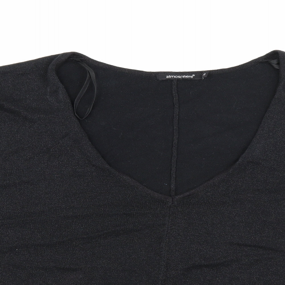 Primark Womens Black V-Neck  Cotton Pullover Jumper Size 14