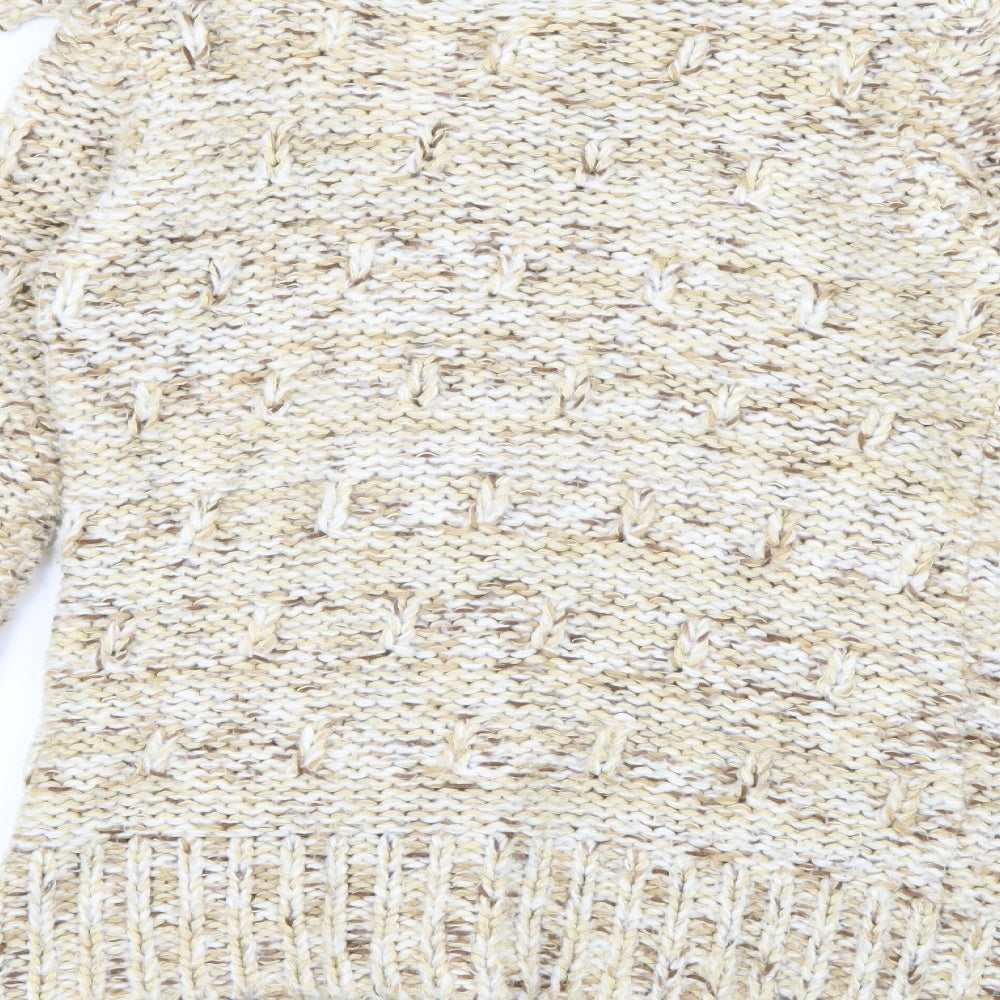 ALS Womens Beige Roll Neck  Acrylic Cardigan Jumper Size 12