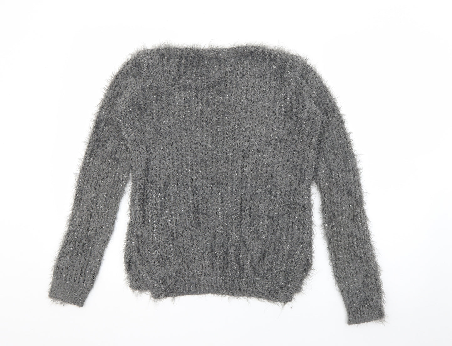 H&M Girls Grey Round Neck  Polyamide Pullover Jumper Size 13-14 Years