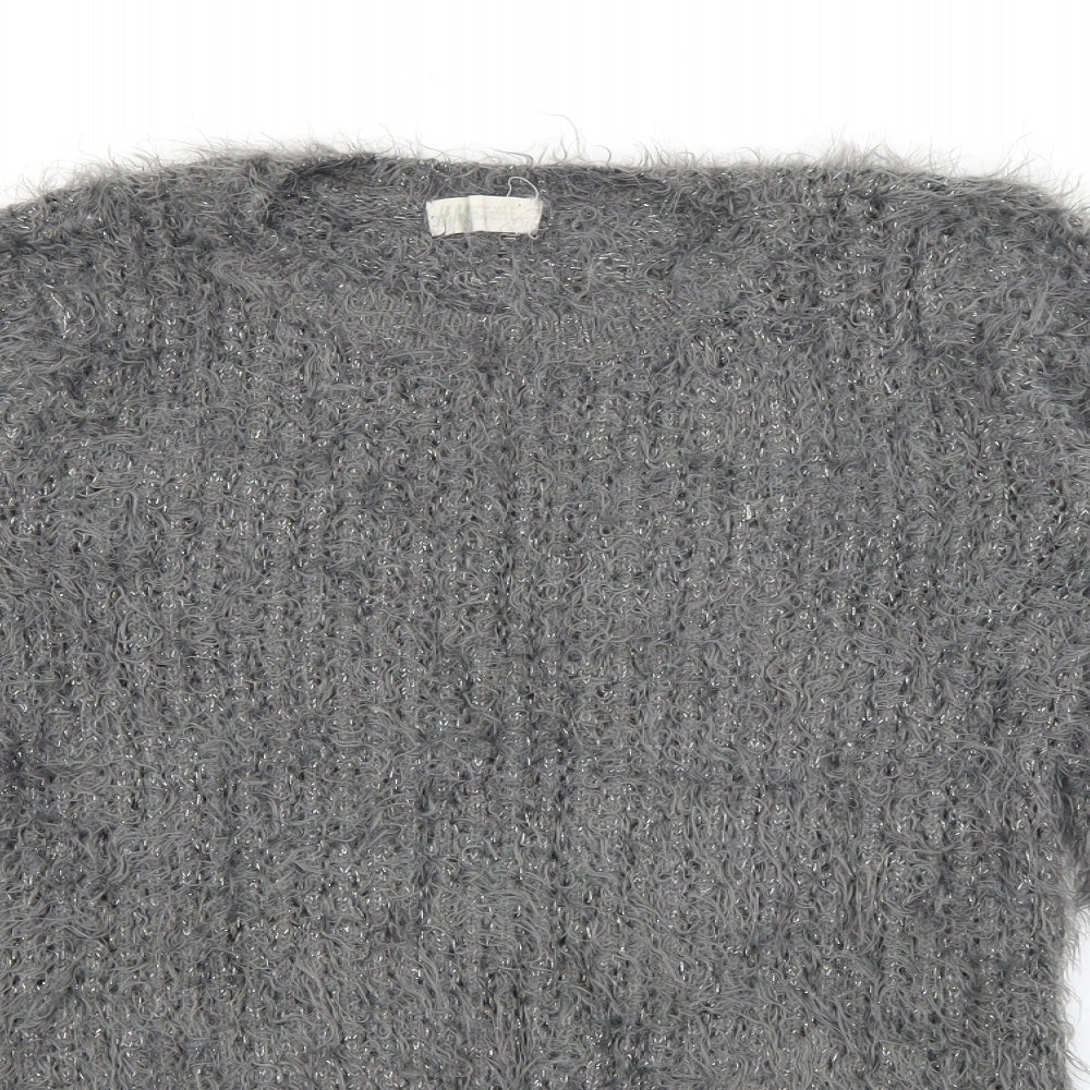 H&M Girls Grey Round Neck  Polyamide Pullover Jumper Size 13-14 Years