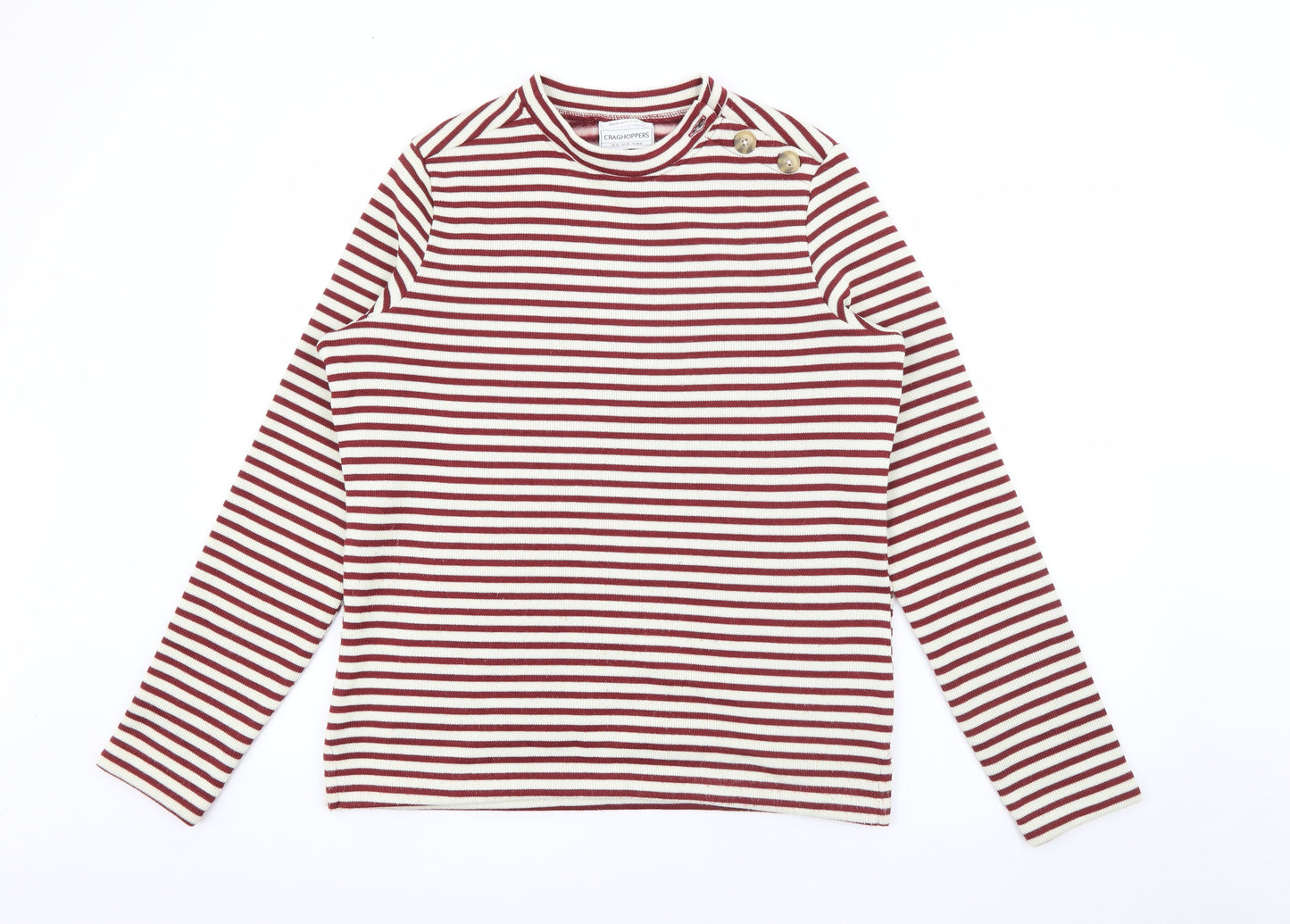 Craghoppers Womens Red Crew Neck Striped Polyester Pullover Jumper Size 12
