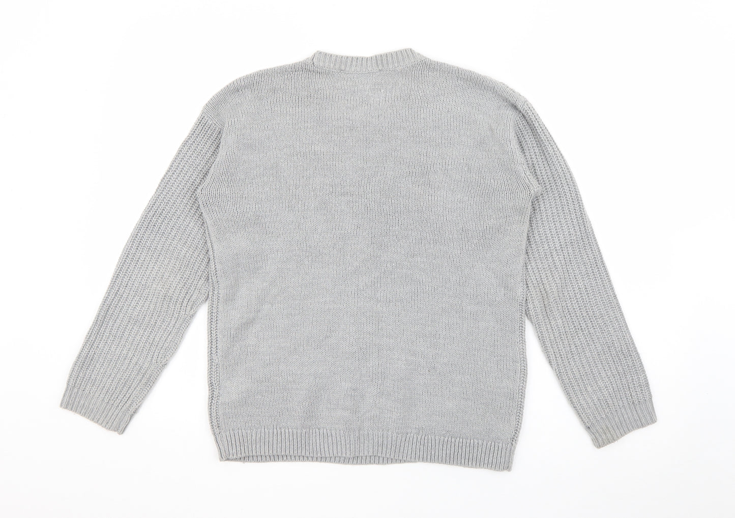 Dorothy Perkins Womens Grey Crew Neck  Acrylic Pullover Jumper Size 8