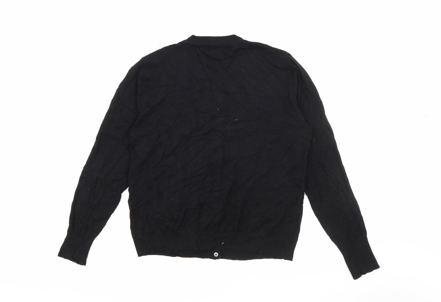 NEXT Womens Black Crew Neck  Viscose Cardigan Jumper Size 14