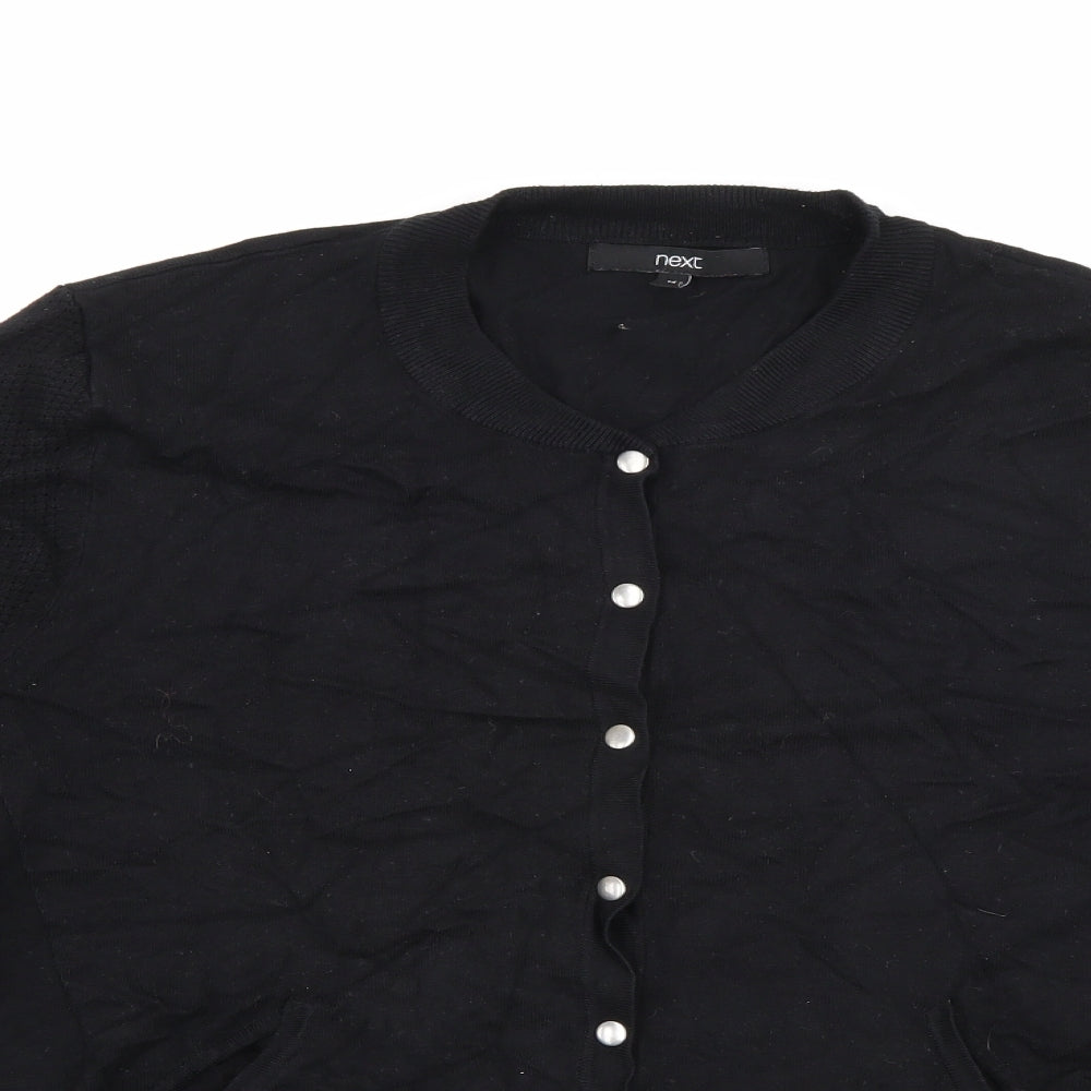 NEXT Womens Black Crew Neck  Viscose Cardigan Jumper Size 14